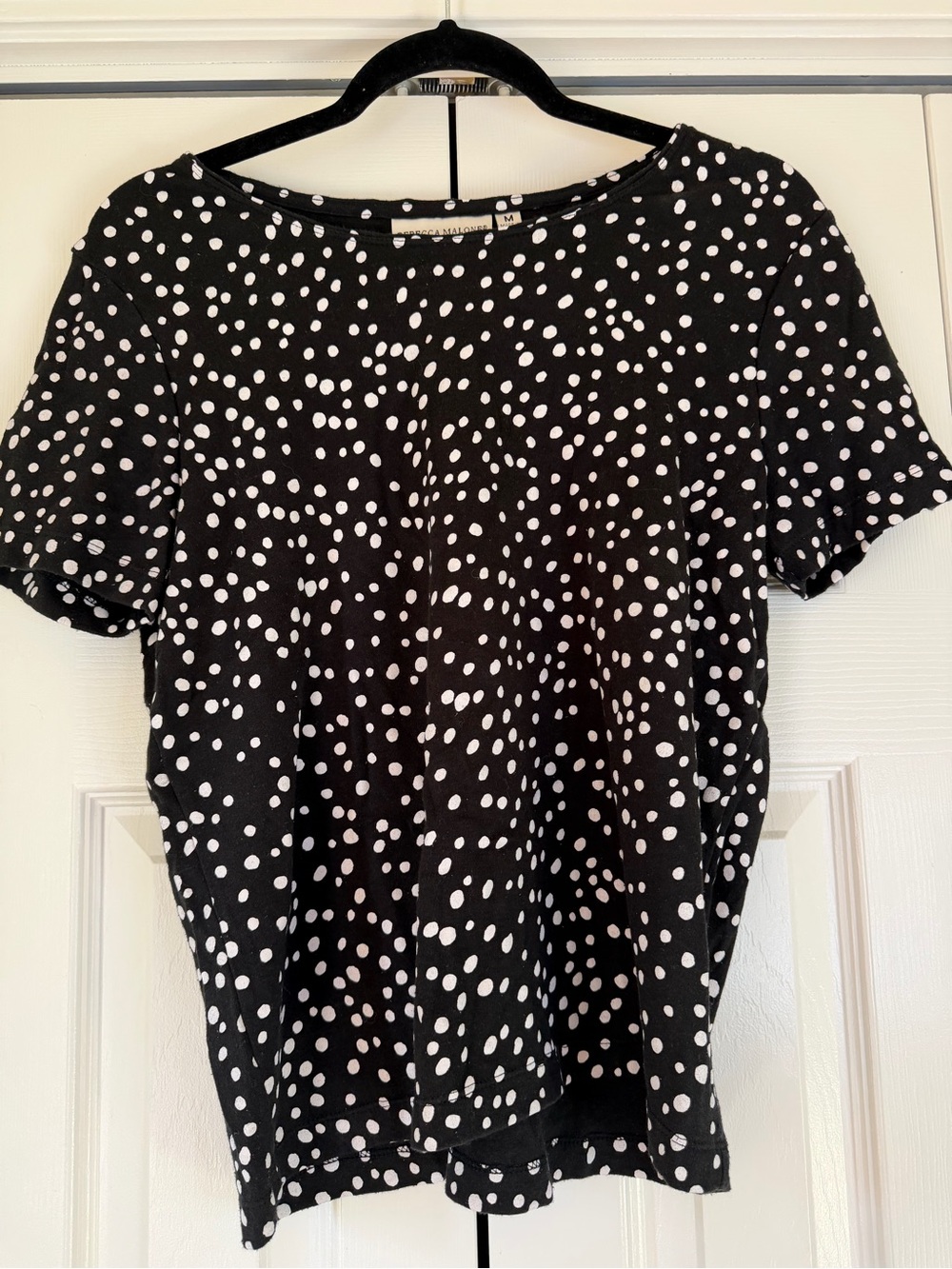 Rebecca Malone Black Polka Dot Short Sleeve Tee